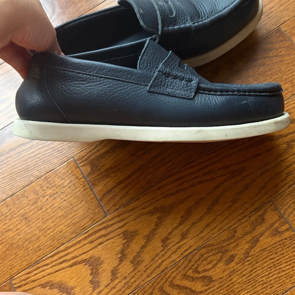 Zara Boys Navy Leather Loafers